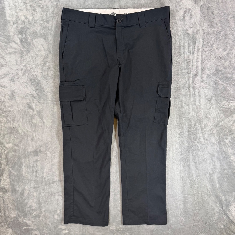 Dickies Flex Slim Straight Cargo Pants Men's Size 38x30 Black Work Trousers